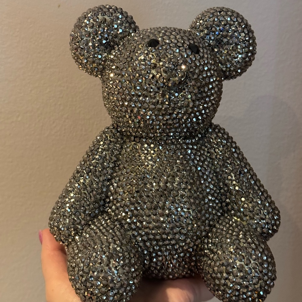 Interior Illusions Plus Graphite Rhinestone Bear Bank - 8" tall